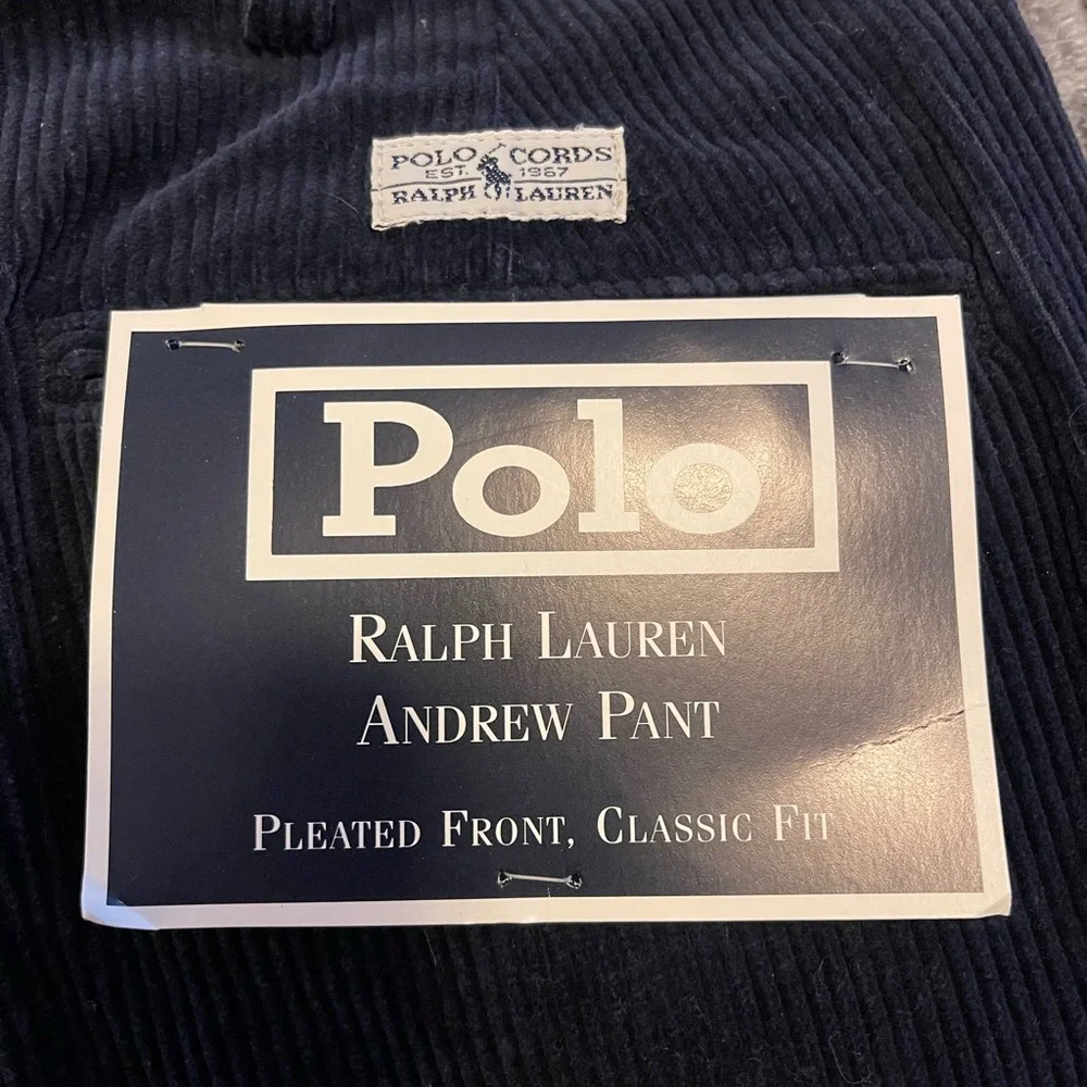 Polo Ralph Lauren Andrew Corduroy Pants 40x32 Navy Pleated NWT